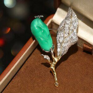 Boho Chic Botanical Leaf Pin - Unique Statement Accessory